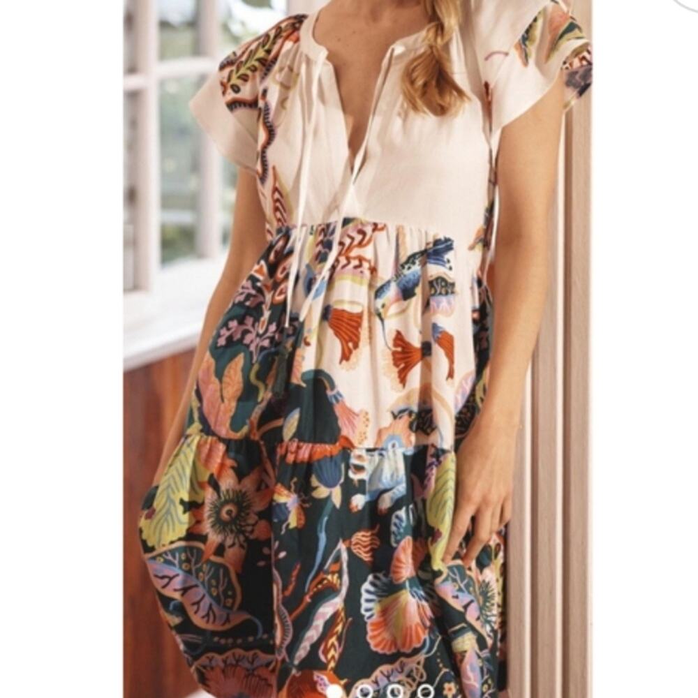 Anthropologie Flannel Pajama Sleep Dress Sarah Gordon Floral sz S